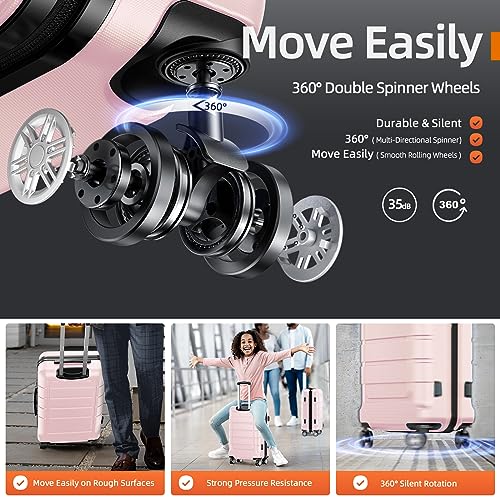 SHOWKOO Luggage Sets Expandable PC+ABS Durable Suitcase Double Wheels TSA Lock Black
