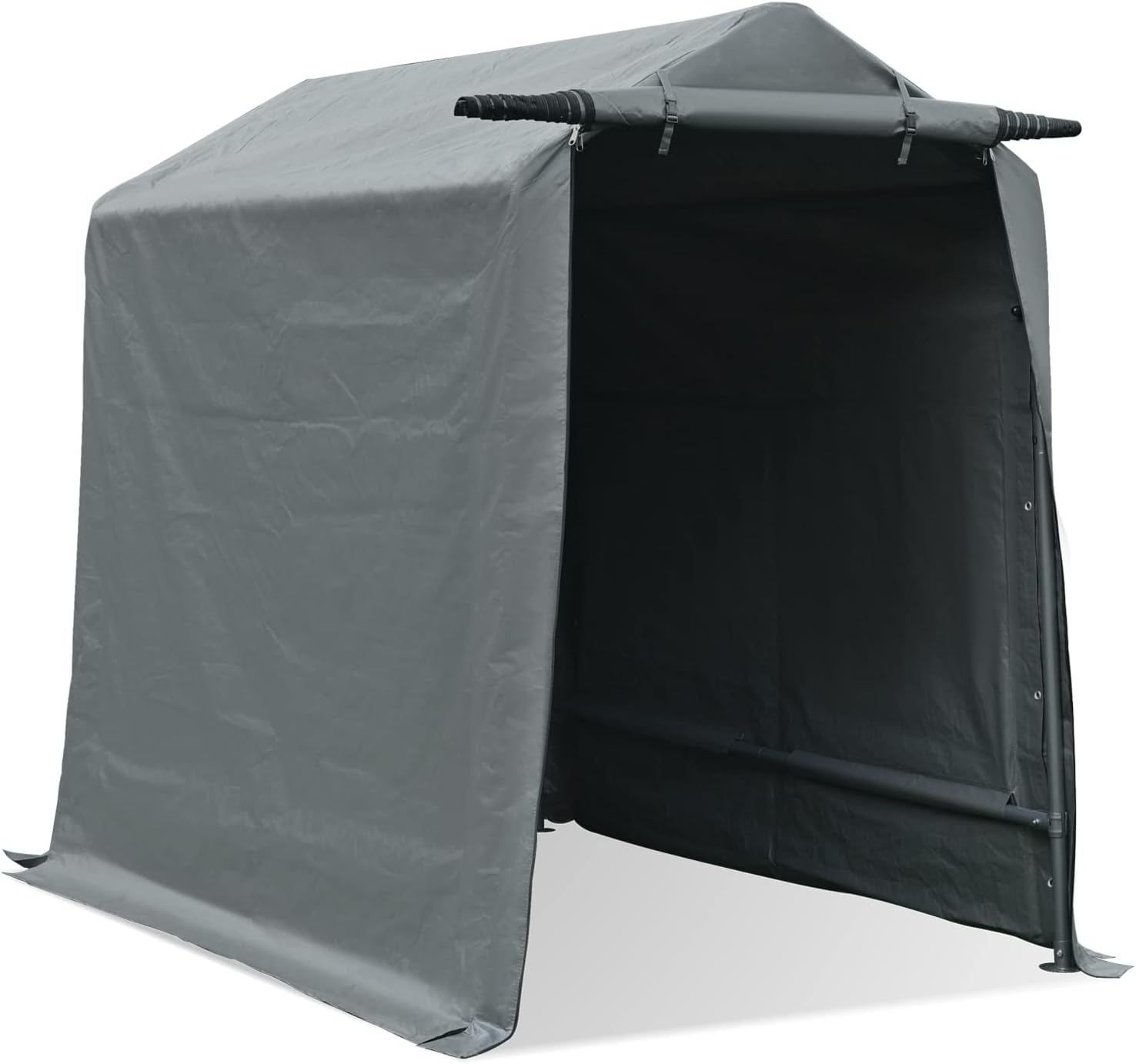 Gardesol Storage Shelter, 6x8 ft Portable Shed Outdoor Carport with Roll-up Zipper Door, Waterproof and UV Resistant Outdoor Storage Shed for Bike