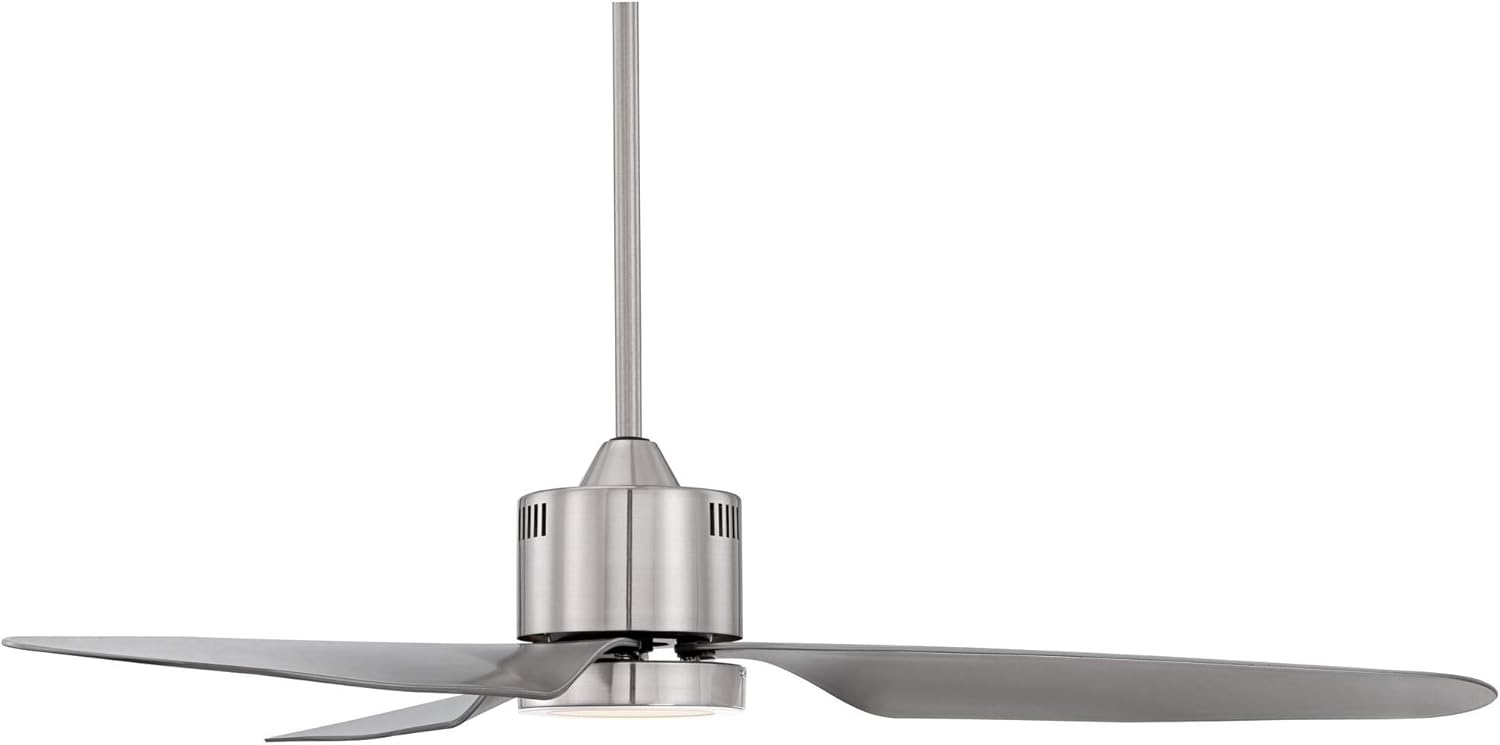 52 Visionary Modern Contemporary 3 Blade Indoor Ceiling Fan with Light LED Remote Control Brushed Nickel Silver Frosted for House Bedroom Living Room