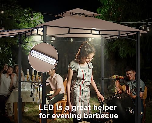 ABCCANOPY 8x5 Grill Gazebo - Outdoor BBQ Canopy Shelter with Led Light for Patio Backyard Grilling (Dark Gray)