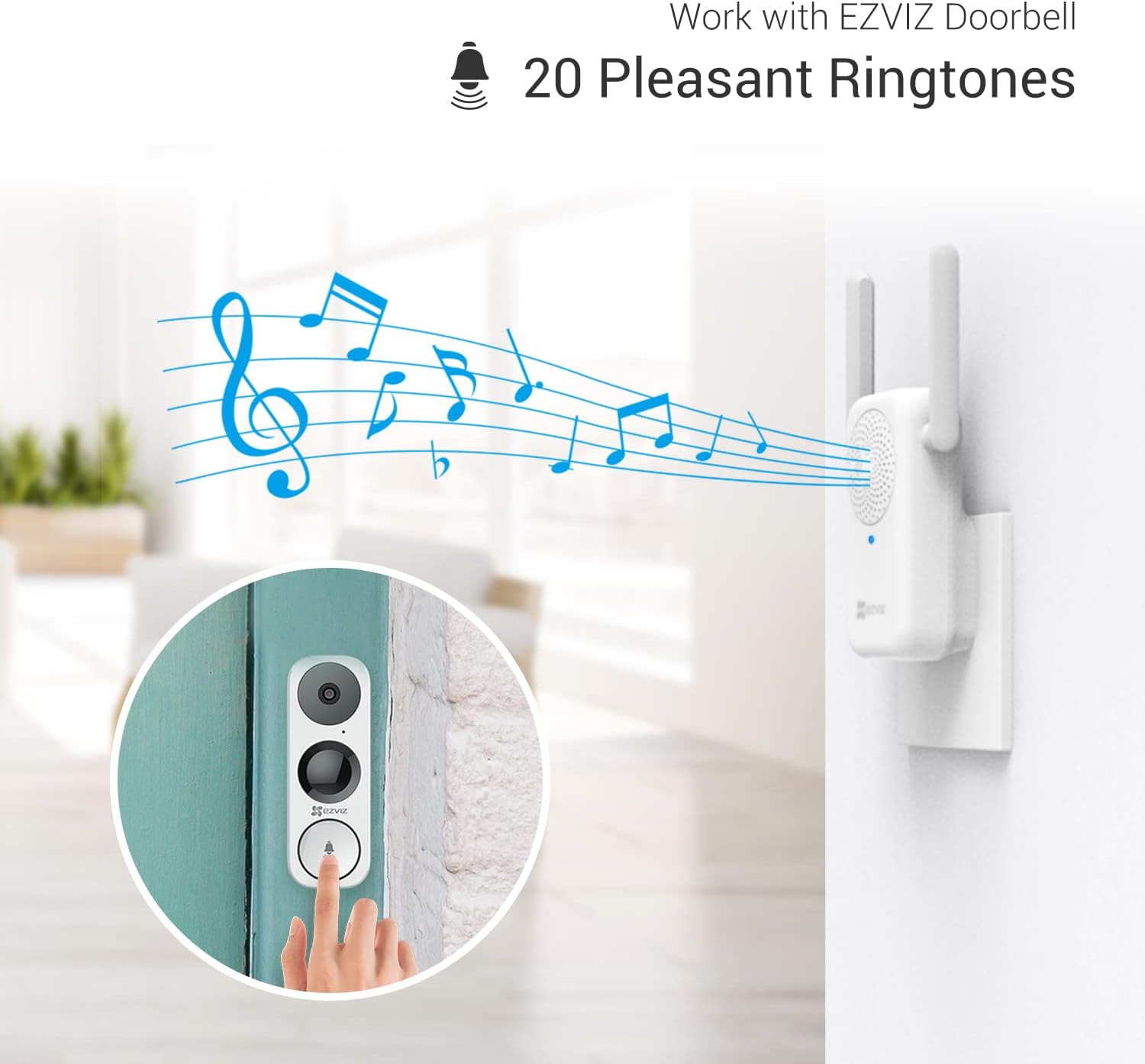 EZVIZ Doorbell Camera, Wired WiFi Video Doorbell, Night Vision, Two-Way Talk, PIR Motion Detection, Weather Proof
