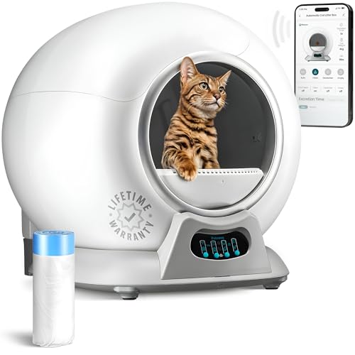 Self Cleaning Litter Box with Auto Safety Sensors for Multiple Cats - Automatic Cat Litter Box Self-Cleaning