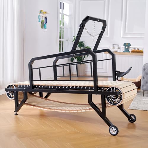 Albott Dog Treadmill for Large & Medium Dogs with Pace Adjustbable Brake and Roller Wheels, Enlarged Indoor Slatmill for Dogs to Keep Fit and Healthy