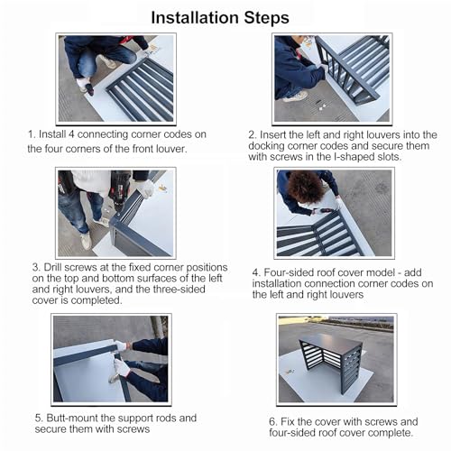 Outdoor Air Conditioner Fence, Aluminum Air Conditioner and Heat Pump Cover, Louvered Air Conditioner Top Cover Space Divider, for Outdoor Privacy