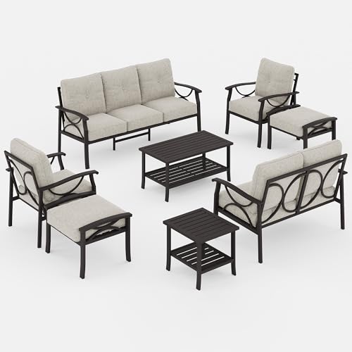 Wisteria Lane 5-Piece Outdoor Patio Furniture Set, Outdoor Metal Sectional Furniture with Cushions