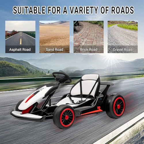 24V Go Kart for Kids, Electric Drift Kart with 2X200W Motor, 7AH Battery, Drift Function, Electric Pedals, and Safety Belt