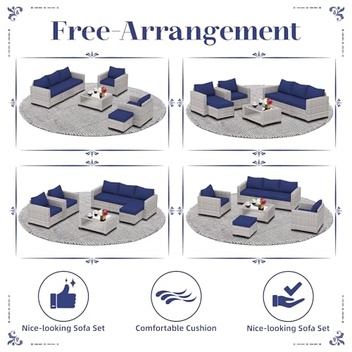 KIGOTY Patio Furniture Set 7 Pieces Conversation Sets, Outdoor Sectional Sofa