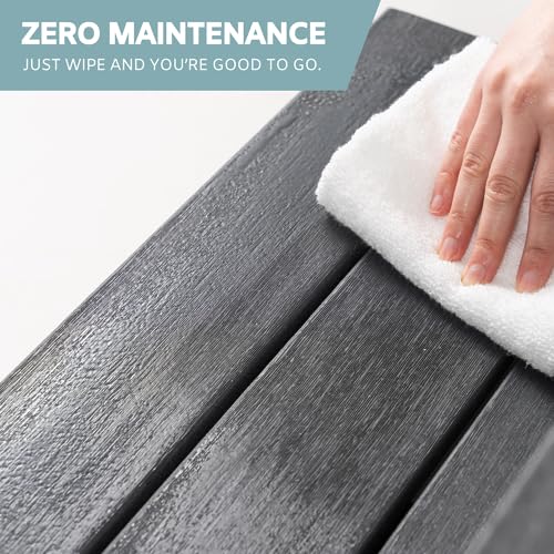 Hot Tub Steps - Wood-Looking Plastic, 100% Waterproof, Gray Non-Slip, Heavy Duty Outdoor Spa Stairs - Multi-Use for Porch, Fits Any Size
