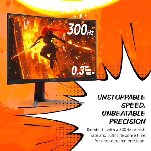 AOC CQ32G4VE 32" Curved Frameless Gaming Monitor 2K QHD, 1500R Curved VA, 180Hz, 0.5ms Response Time, 2X Display Port, 2X HDMI