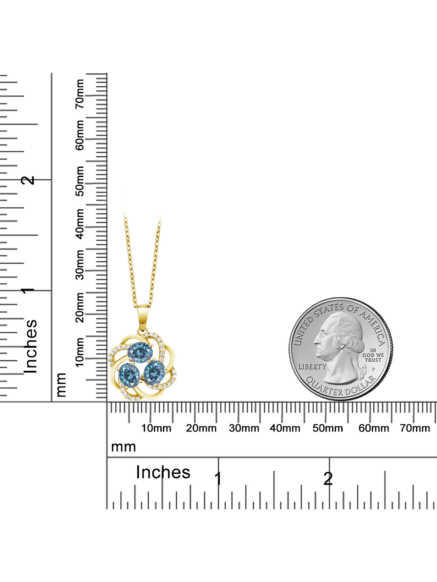 Gem Stone King 18K Yellow Gold Plated Silver Oval Persian Blue Moissanite Pendant Necklace For Women (1.72 Cttw, with 18 inch Chain)