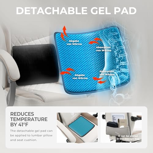 Dowinx Gaming Chair Breathable Fabric Computer Chair with Pocket Spring Cushion, Comfortable Office Chair with Gel Pad and Storage Bag