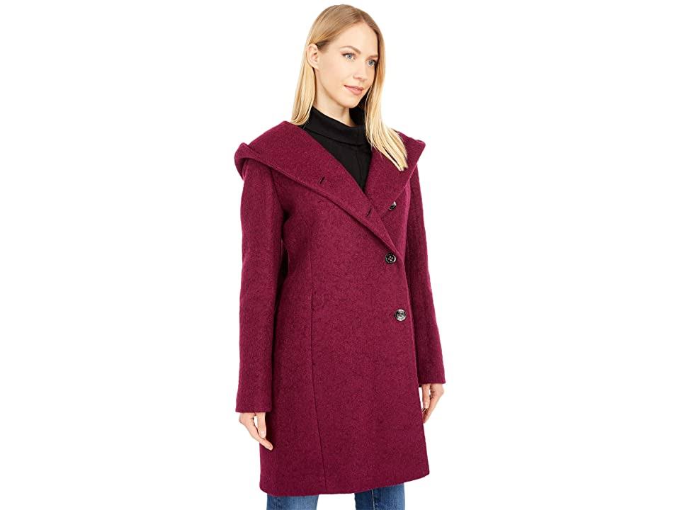 Cole Haan Asymmetrical Wool-Blend Coat, 4 / Purple