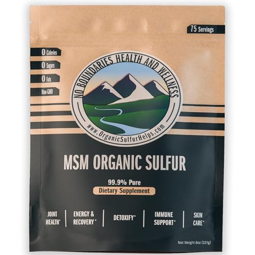 MSM Organic Sulfur Crystals by No Boundaries Health and Wellness – All-Natural, Premium Health Supplement: 99.9% Pure MSM – Benefits: Joint Pain
