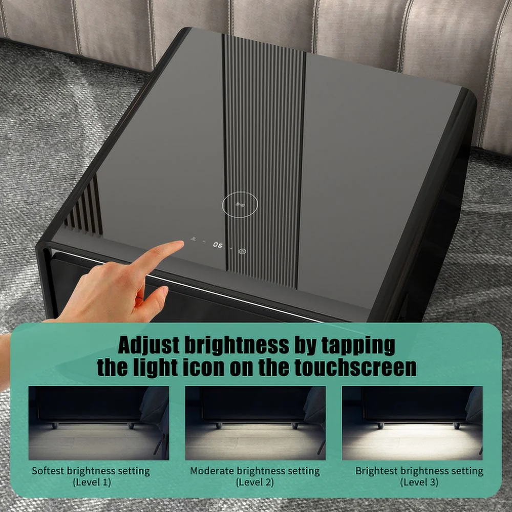 Modern Smart Side Table with Built-in Fridge, Wireless Charging, Temperature Control