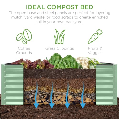 Best Choice Products 8x4x2ft Outdoor Metal Raised Garden Bed, Deep Root Planter Box for Vegetables, Flowers, Herbs