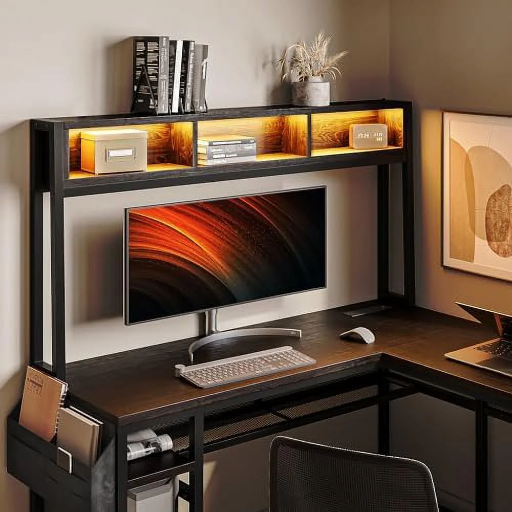 RUNFAYBIU Computer Desk with Monitor Stand and File Cabinet  104"
