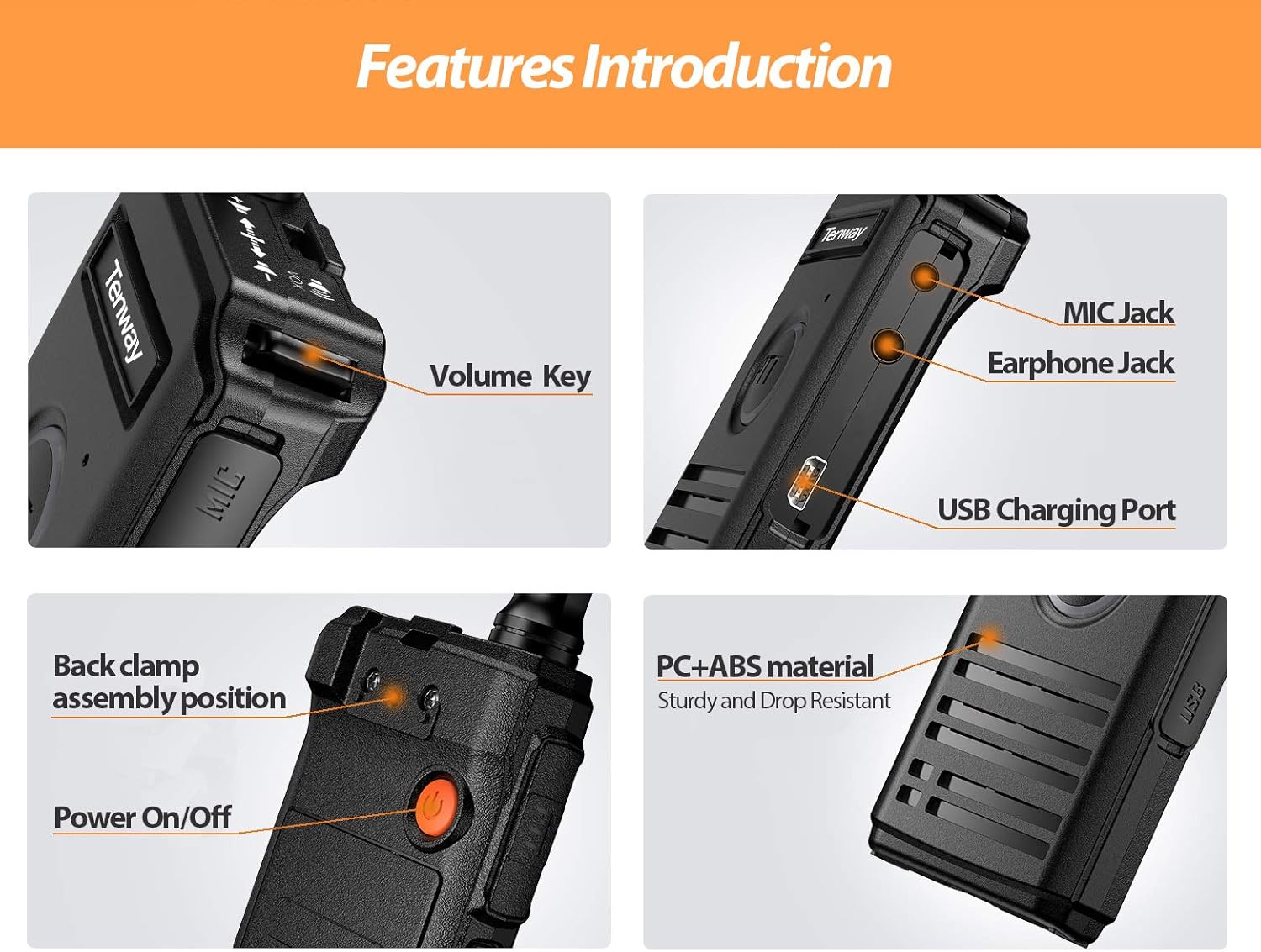 Walkie Talkie for Adults Long Range Rechargeable Mini Two Way Radio with Earpiece VOX Hands Free for Family Kids Trip Camping Hiking (4 Pack)