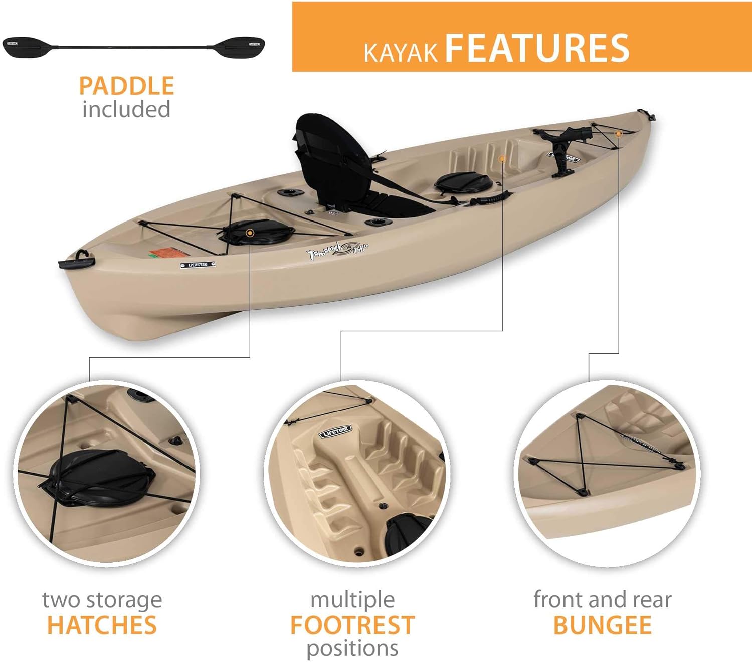 Lifetime 90806 Tamarack Angler 100 Fishing Kayak - 2 Pack (Paddles Included)
