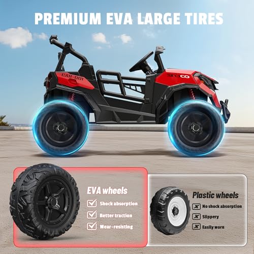 24V 2 Seater Ride on Car Truck, 4x200W, EVA Tires, 4WD/2WD, Rainbow Lights, Remote Control, Shock Absorbers, Bluetooth
