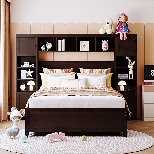 SOFTSEA Full Murphy Bed Wall Beds, Wood White Cabinet Bed 61.5” Foldable Platform Bed with Shelf for Guest Room