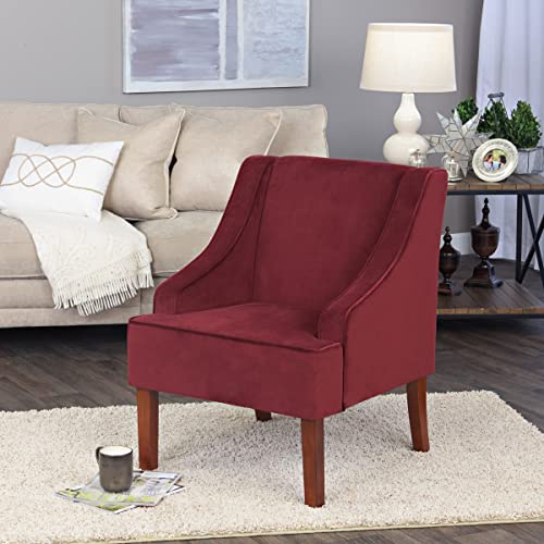 HomePop Velvet Swoop Arm Accent Chair, Suri Blue