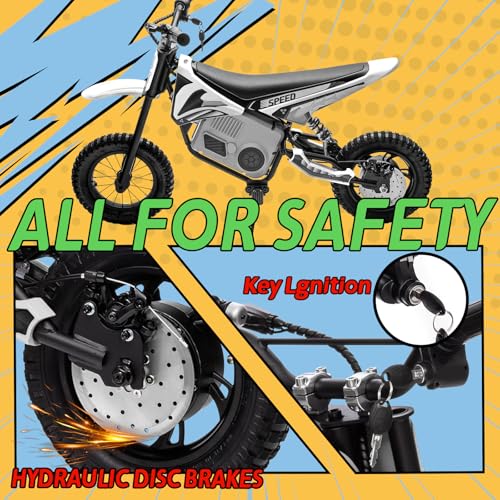 KerryYoo 36V 350W C11 Electric Dirt Bike for Kids 8-14, Up to 16MPH Off-Road Electric Motorcycle with Explosion-Proof Tires, Twist Grip Throttle