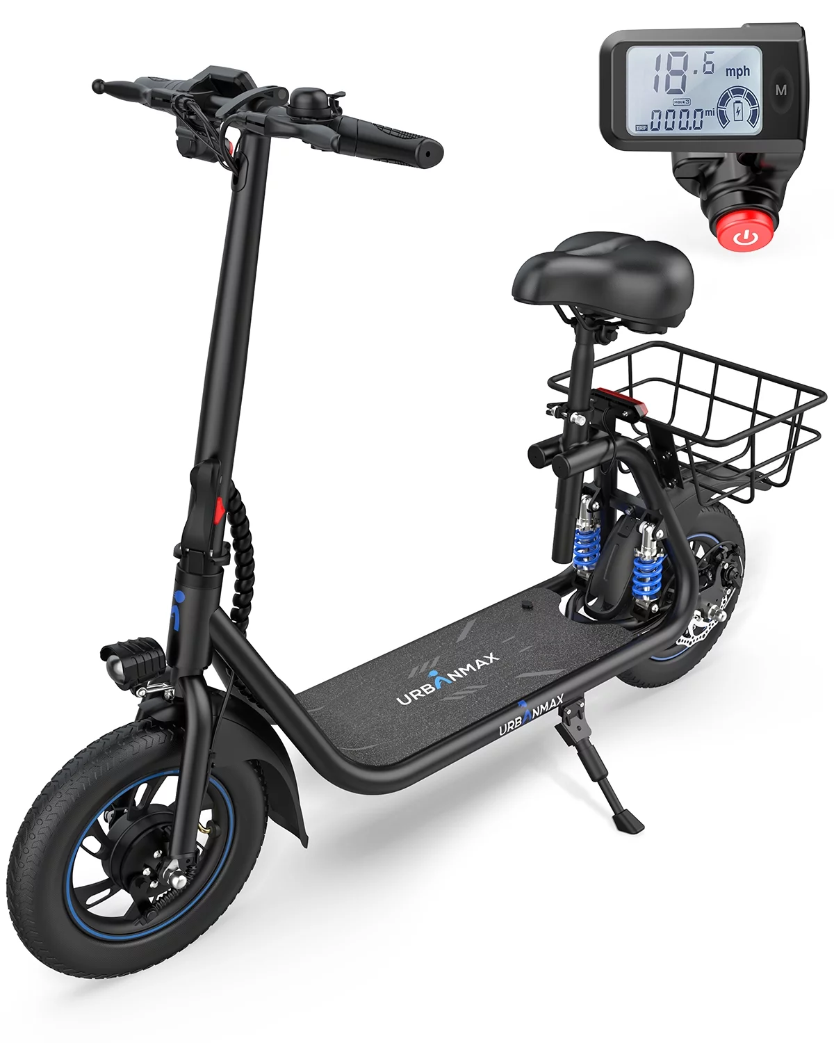 URBANMAX C1 Pro Electric Scooter Adults with Dual Shock Absorbers Up to 25 Miles 18.6MPH 450W Powerful Motor Folding Scooter Electric for Adults with
