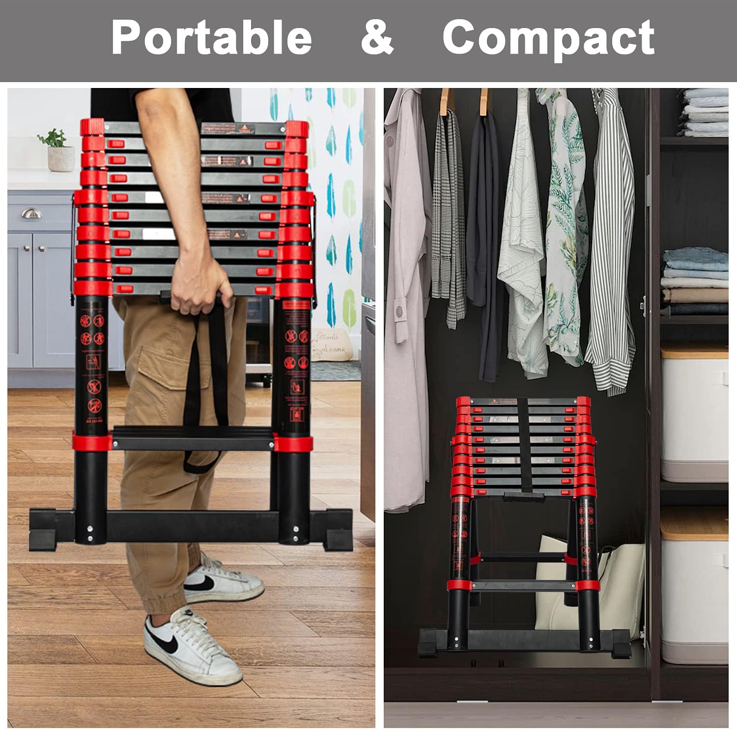 Adjustable A-Frame 9+11 Step Aluminum Telescoping Ladder