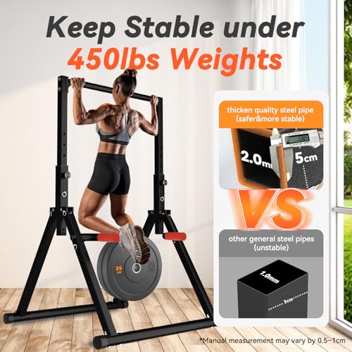 Power Tower Pull Up Dip Station Foldable, Pull Up Bar Station Adjustable, Multi-Function Home Gym, Strength Training Fitness Equipment
