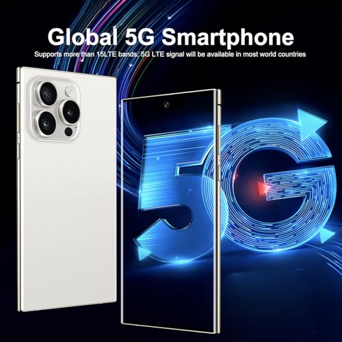Unlocked Cell Phones Smartphones 5G Phone Android 13 Mobile Phones 8GB+256GB/7 Display/48MP+108MP Camera/6800 mAh/Dual SIM/Build-in Pen (White)