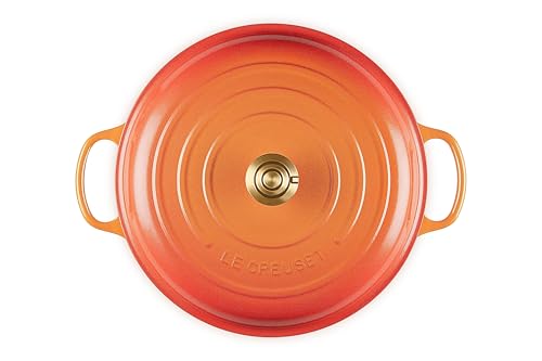 Le Creuset Enameled Cast Iron Signature Oval Dutch Oven, 15.5 qt., Flamme Doree with Crucible Knob