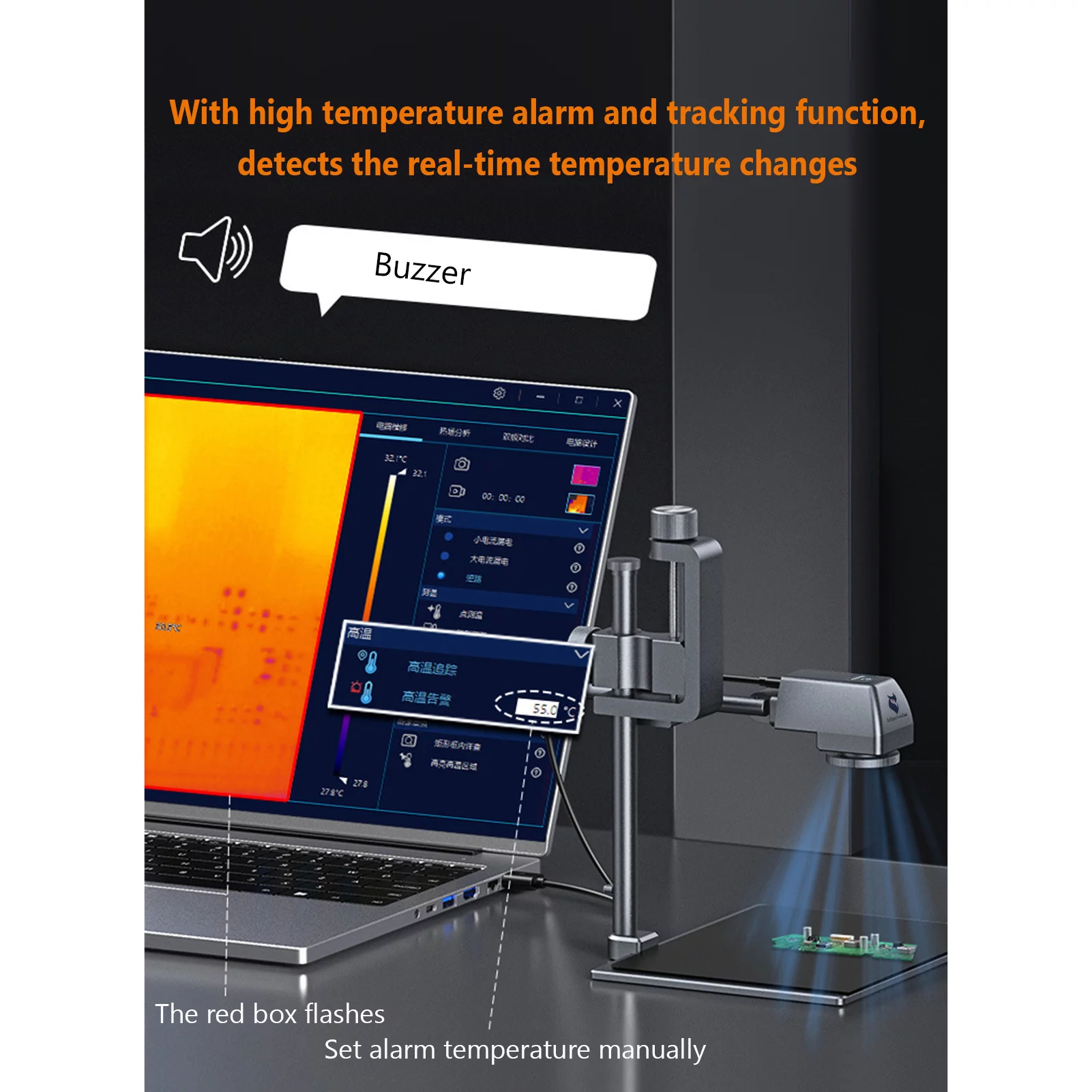 Andoer DytSpectrumOwl PCBA Thermal Analyzer 260x200 Circuit Board Infrared Thermal Imaging with Adjustable Metal Bracket Tracking USB Powered for