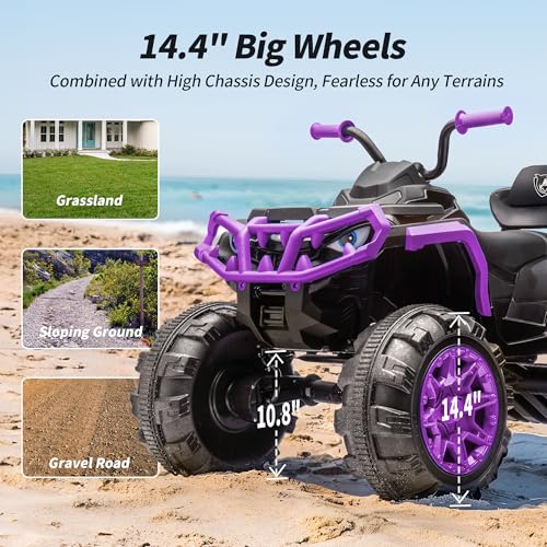 Shark Kids ATV 4 Wheeler, 24V 4WD Electric ATV Ride On Toy for Big Kids, 4X200W Motor, 5.6Mph Max Speed - Green
