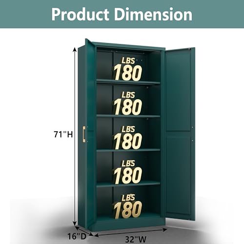 Pantry Cabinet, 71 Inch Tall Kitchen Storage Cabinet, Metal Pantry Cabinet with Doors and Adjustable Shelves, Black Food Cupboard