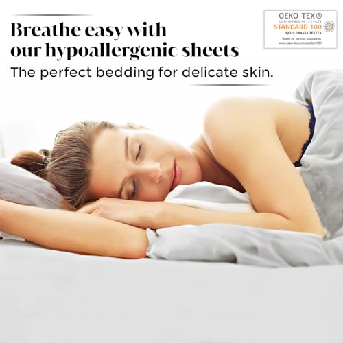 Luxury Bamboo Market | Queen Size Bed Sheet Set | 100% Viscose Made from Bamboo | Organically Grown | Ultra Soft | Cooling Sheets for Hot Sleepers |