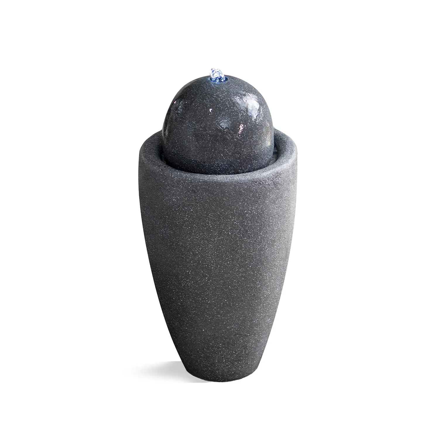 XBrand 25.98"W Round Stone Indoor/Outdoor Modern Stone Textured Sphere Water Fountain w/LED Lights, Ball Water Fountain Decor, Garden Sphere Fountain