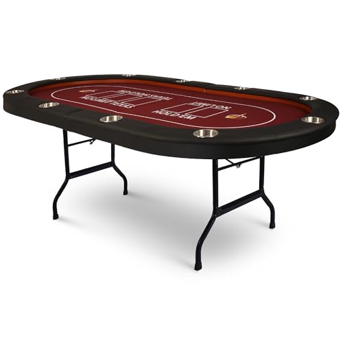COLOR TREE Foldable Blackjack Poker Table, 84" Premium Texas Hold'em with Cup Holders, Padded Rails, Stylish Blue Design