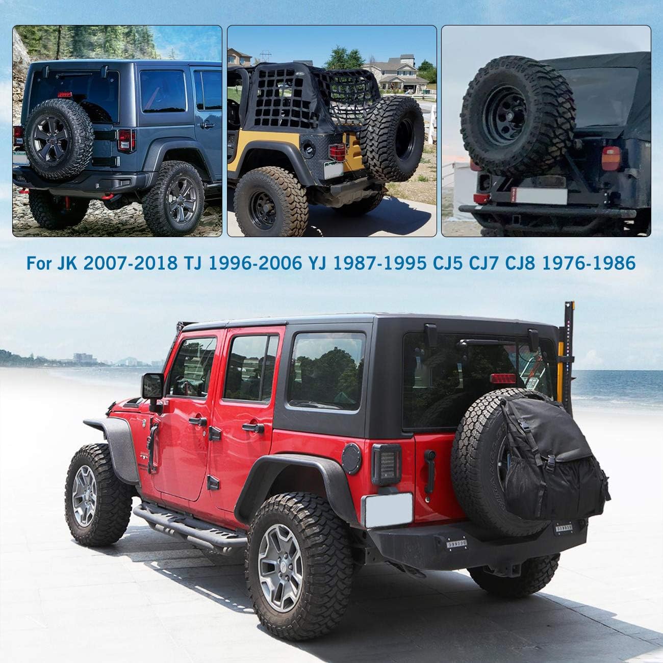 PARTOL Spare Tire Trash Bag Trash Bag Overland Gear Organizer Cargo Garbage Tool Trunk Rear Wheel Bags for Outdoor Camping Jeep Wrangler UTV SUV RV