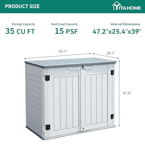 YITAHOME 8x6.2FT Outdoor Storage Shed w/o Floor, All-Weather Plastic Shed with Lockable Doors, Window & Vents, Plastic Tool Shed for Backyard, Patio