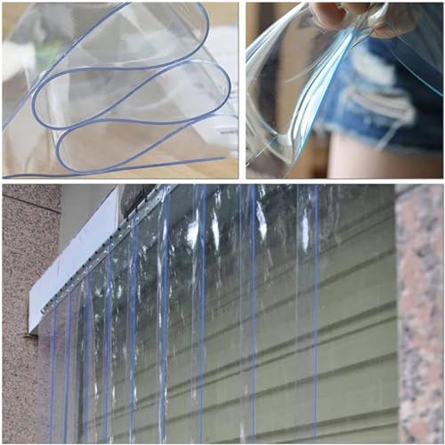HSOQN Clear Door Strips Curtain, PVC Strip Door Curtain Windproof Plastic Curtain Insulation Curtain for Freezers Warehouse Shops Doorway