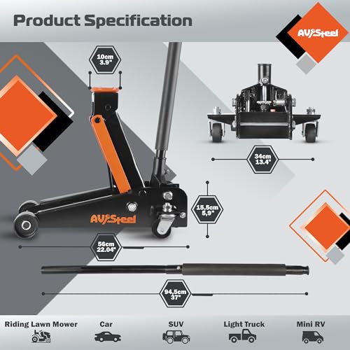 3 Ton Floor Jack (6600 lbs), Heavy Duty Hydraulic Jack for Car, Heavy-Duty Floor Jack with Single Piston Pump