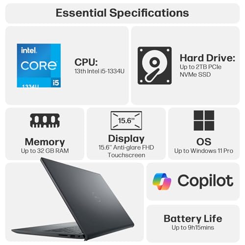 Dell Inspiron Touchscreen Laptop Computer for Home Business Student, Intel 10-Core i5-1334u (Beat i7-1250u), 32gb Ddr4 Ram, 1tb Pcie Ssd, 15.6" Fhd