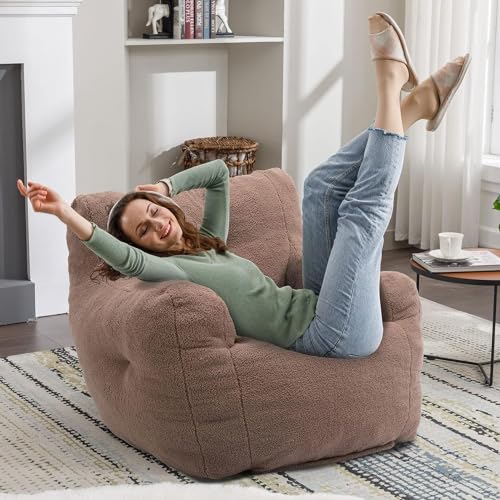 INMOZATA 3FT Bean Bag Chair for Adult Teens Kids(with Filler) Furniture - Soft Teddy Fabric Lazy Sofa Chair