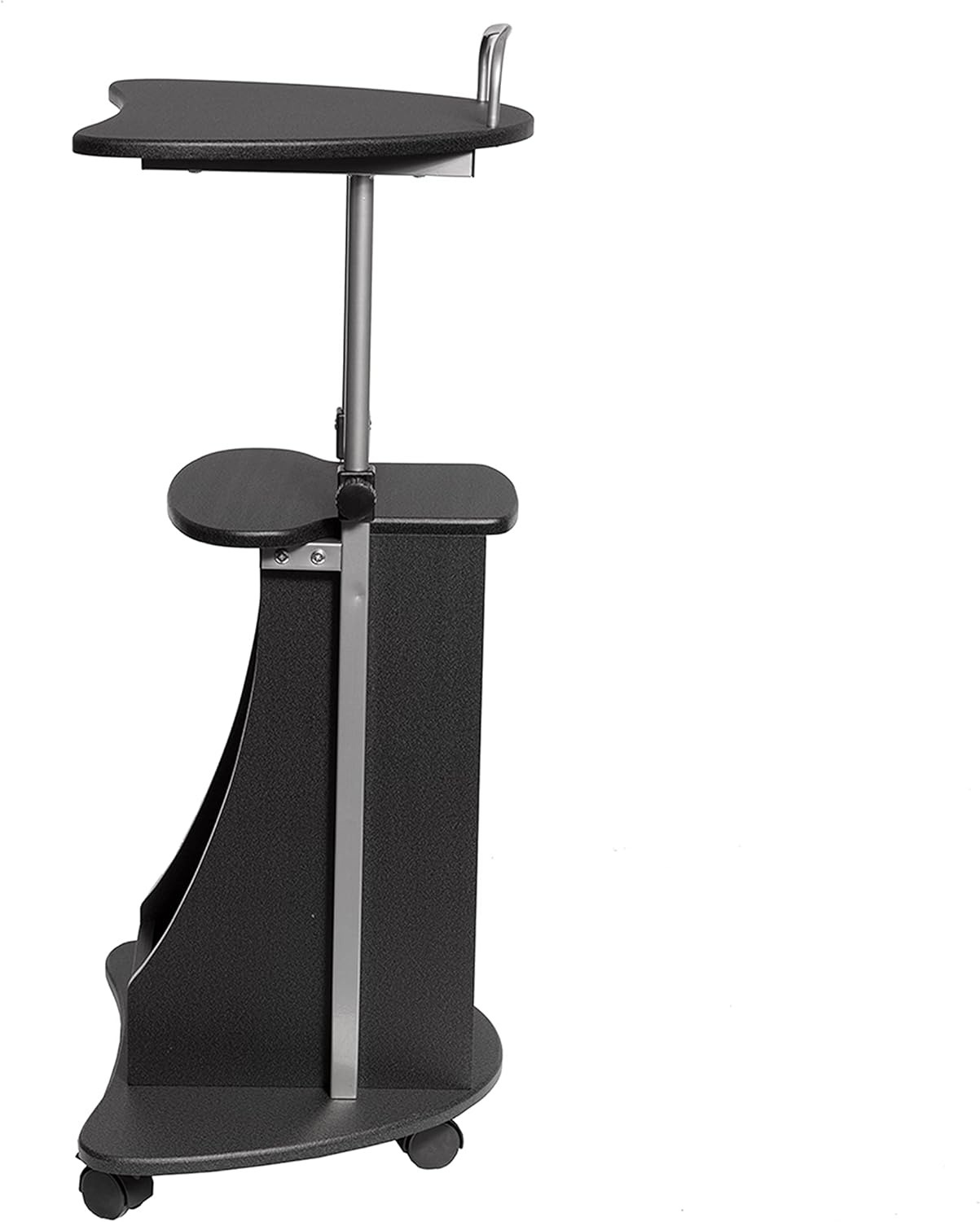 Techni Mobili Sit-to-Stand Rolling Adjustable Height Laptop Cart with Storage, Graphite