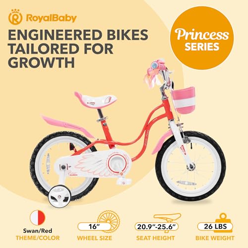 Royalbaby Princess Girls Kids Bike 12 14 16 18 20 Inch Children Bicycle with Basket for Age 3-12 Years