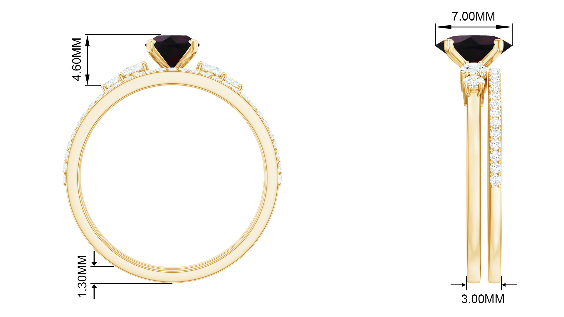 Oval Black Opal Solitaire Ring Set with Diamond for Women (5X7 mm, AAA Grade), 925 Sterling Silver, US 4.00