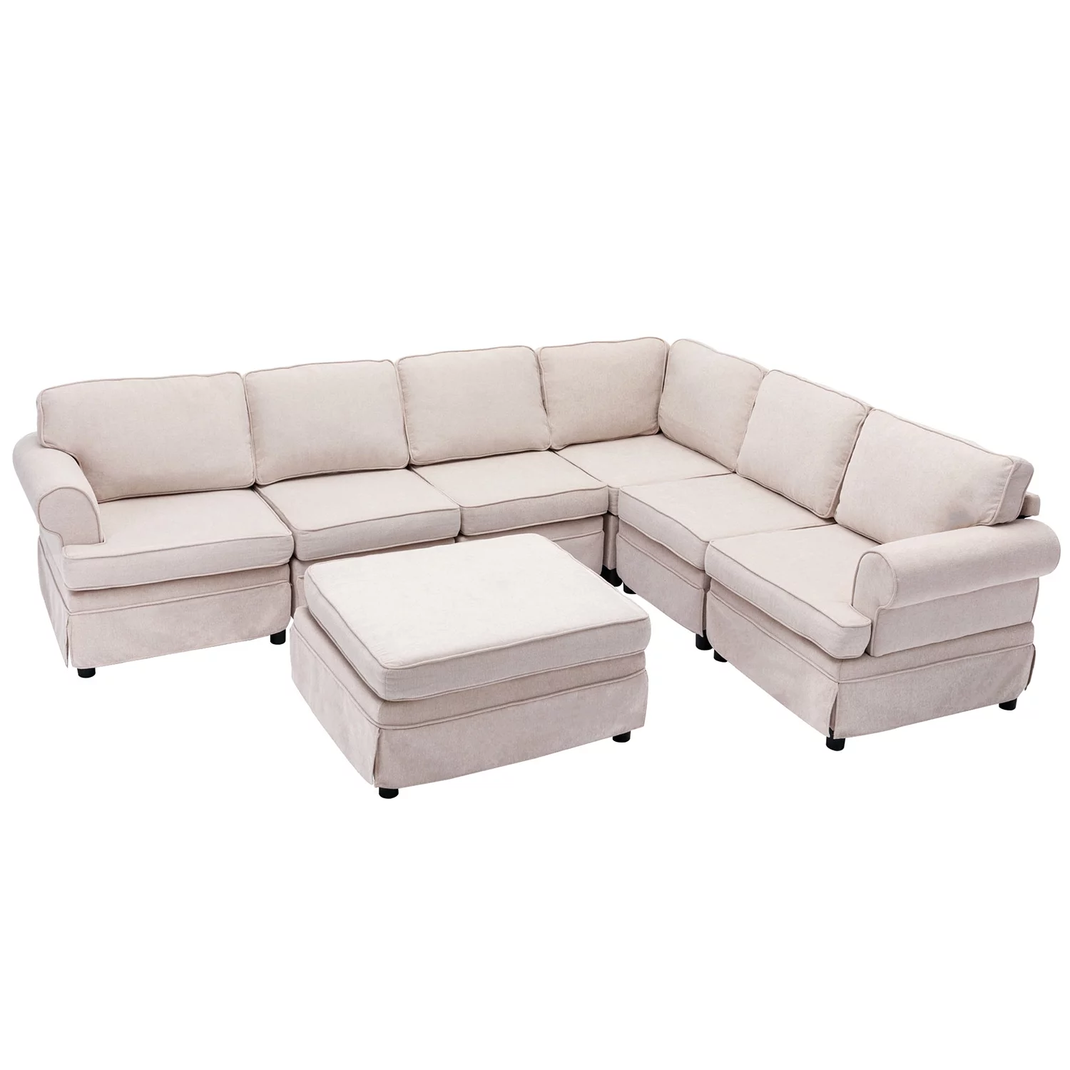 Churanty 108.6" U Shape Modular Convertible Sofa Modern Large Sectional Sofa Linen Oversized Sectional Couches with Removable Ottoman for Living Room