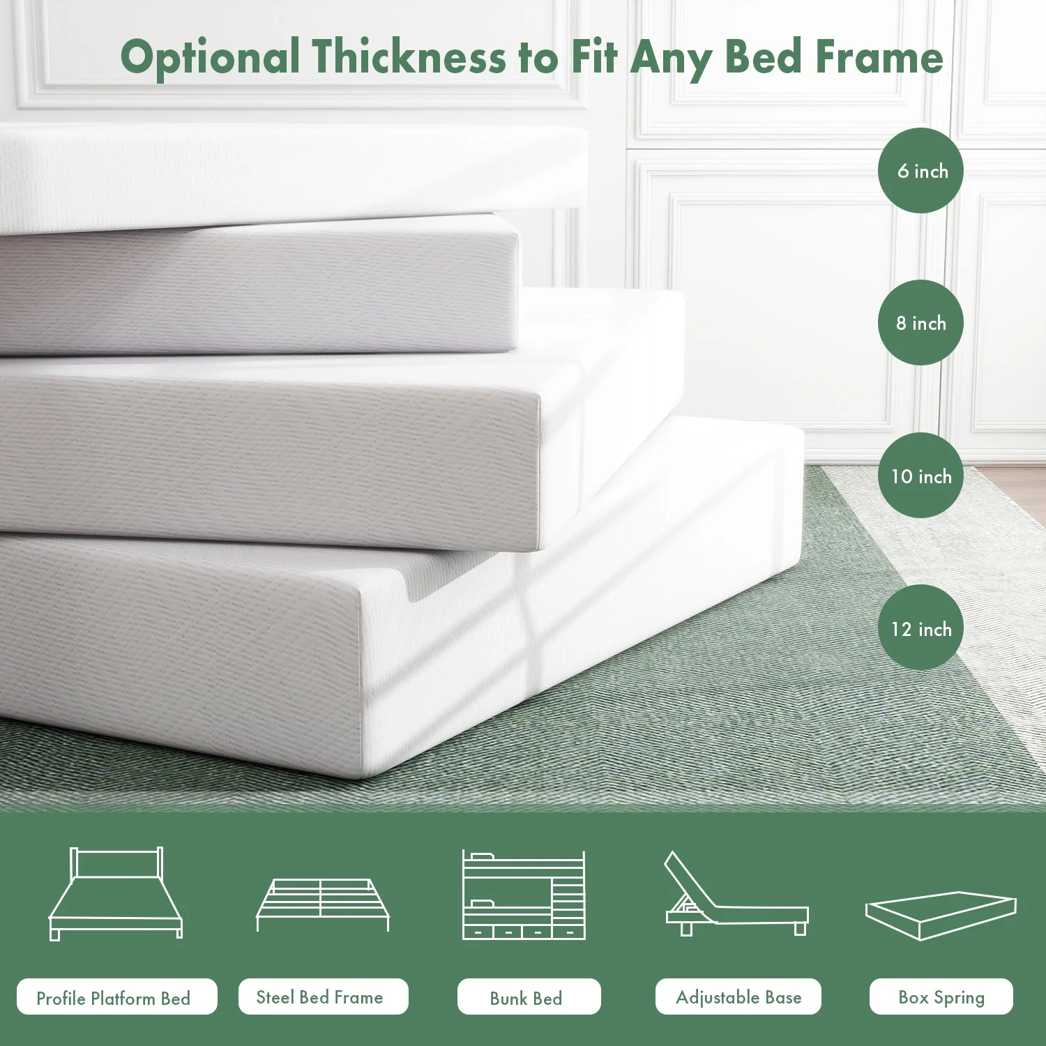 Queen Mattress,10" Cooling Gel Memory Foam Mattress Medium Firm Mattress,Queen Mattress in a Box