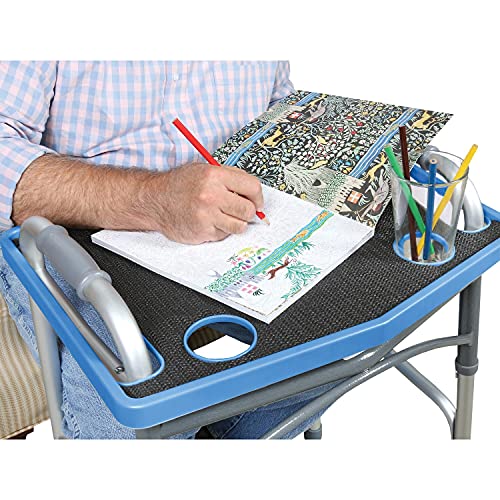 Support Plus Walker Tray Table - Mobility Table Tray for Walker, Non Slip Walker Tray Mat, Walker Accessories Mat, Cup Holder for Walker (21"x16")