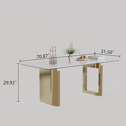 AF ARTISAN FURNITURE 71" Rectangular Sintered Stone Dining Table for 6-8，511